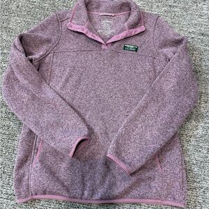 L.L. Bean Heathered Mauve Snap-Front Fleece Pullover womens medium